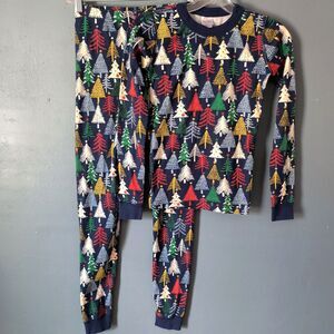Hanna Andersson Pajama Set Kids Size 14/160 CM Multicolor Holiday Trees Cozy PJs